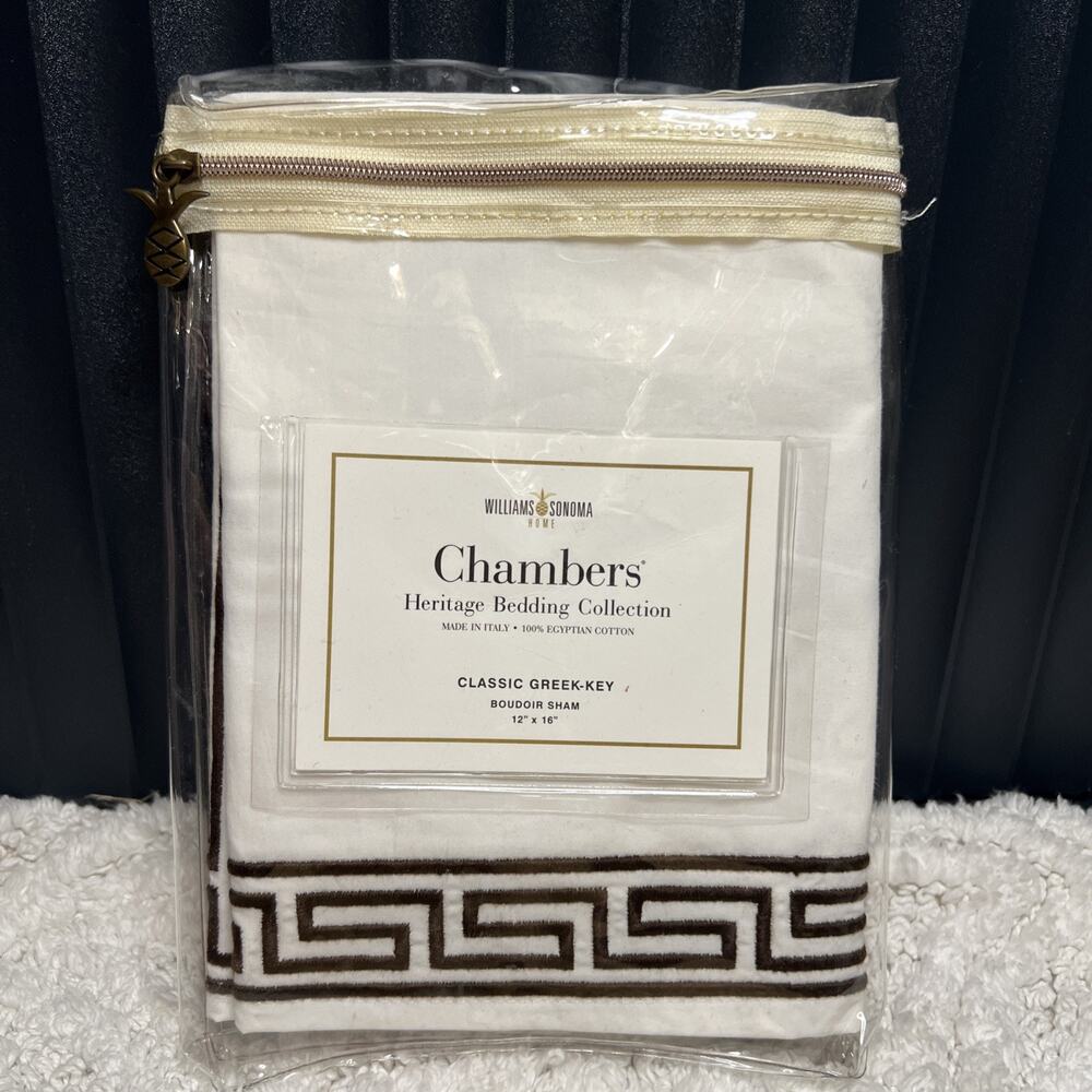 Williams Sonoma Chambers Heritage Bedding Classic Greek-Key Boudoir Sham 12x16”